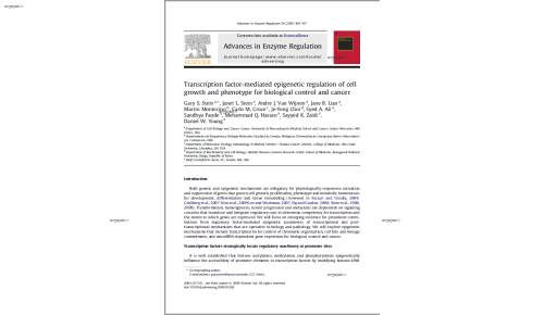 Transcription factor-mediated epigenetic regulation of cell growth and phenotype for biological control and cancer